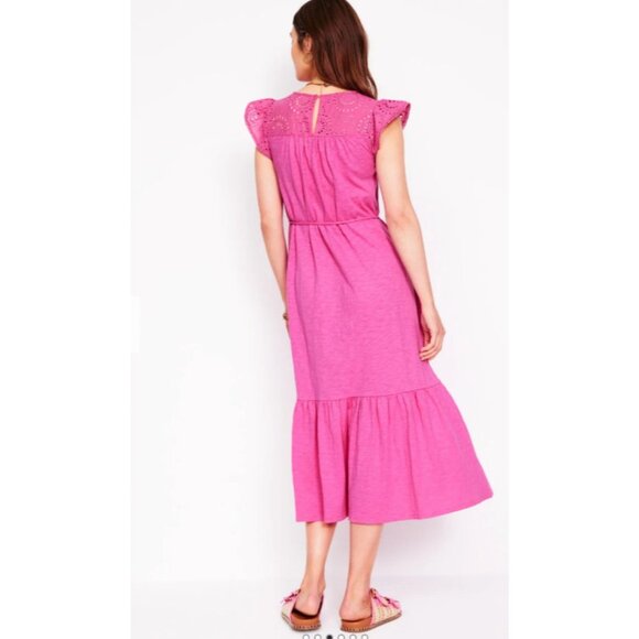 Boden Maxi Dress 8 L Cotton Colorful Smocked Pockets Short Sleeve Washable NEW - Picture 8 of 16